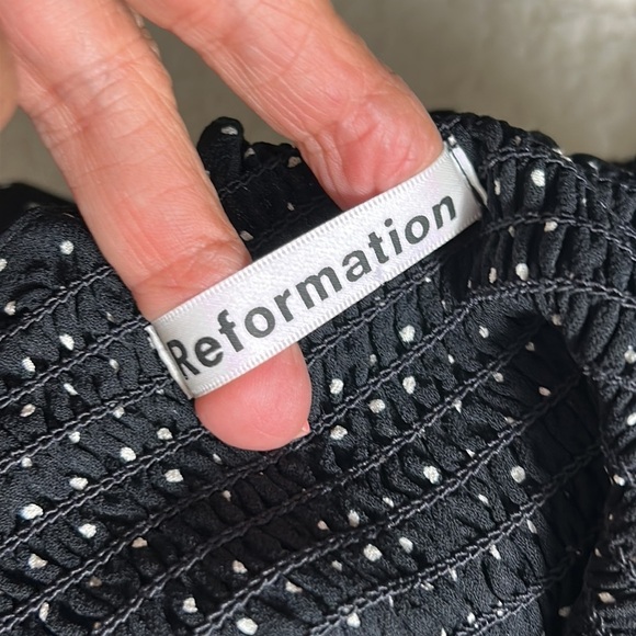 Reformation Elle Smocked Polka Dot Dress Size 8 - Picture 8 of 16